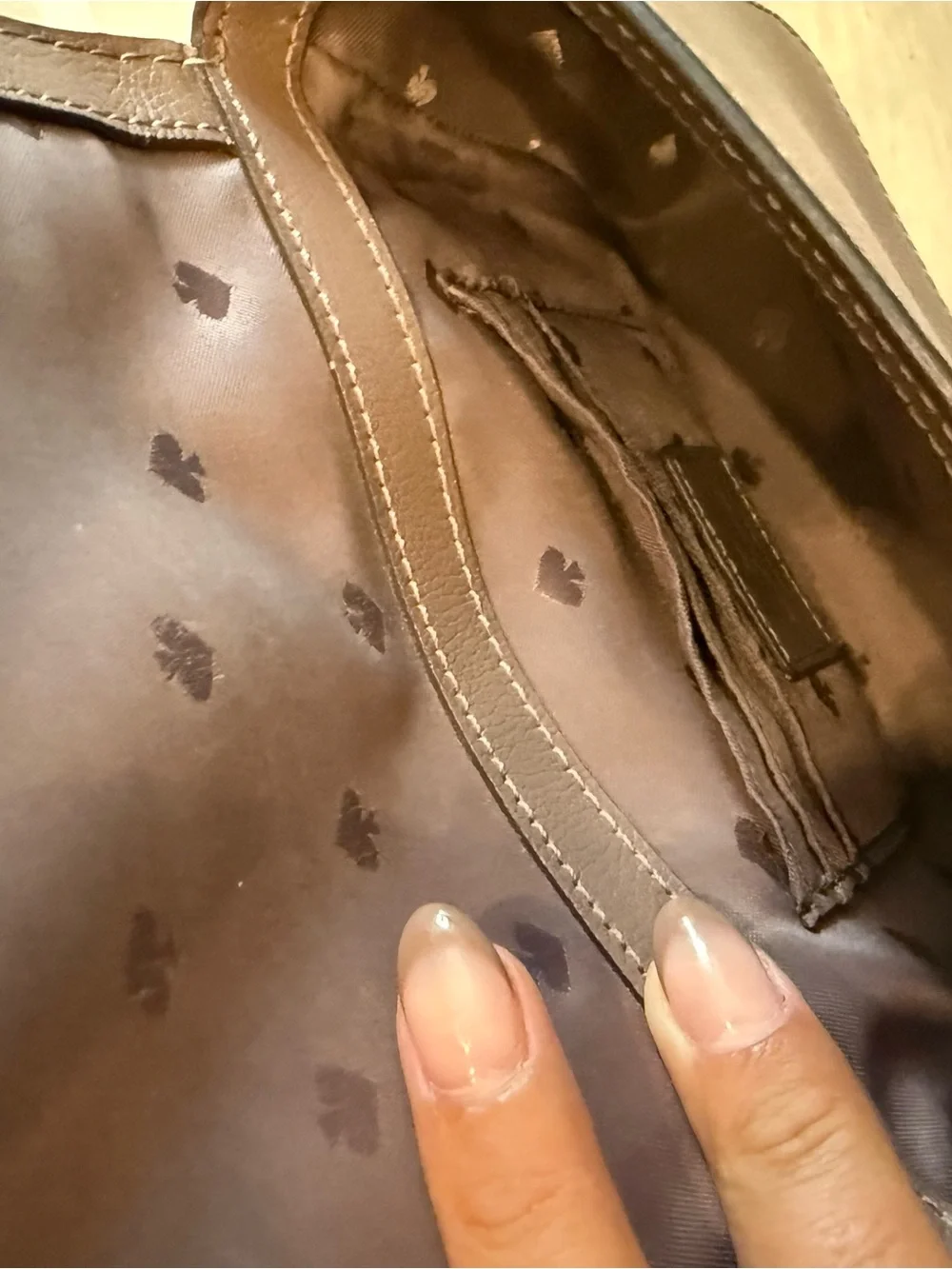 kate spade Brown Leather Satchel with Gold Chain Strap